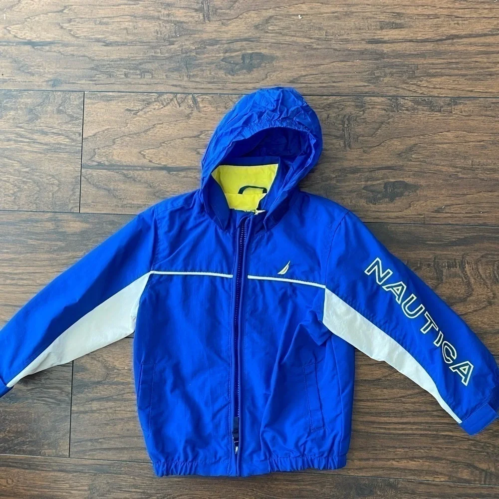 Nautica Boys Jacket, Blue/White/Yellow, Size 3T